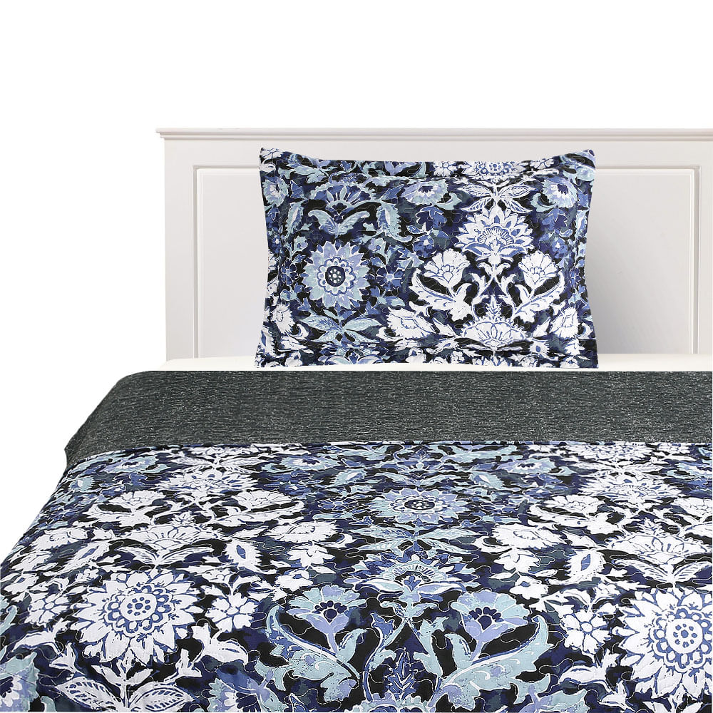 Quilt Estampado Krea 1.5 Plaza Superior Boho Índigo