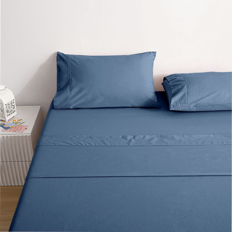 SABANA LISA 2P 144H TJ INDIGO Juego de Sábanas Lisa Krea 2 Plazas 144H Tj Índigo