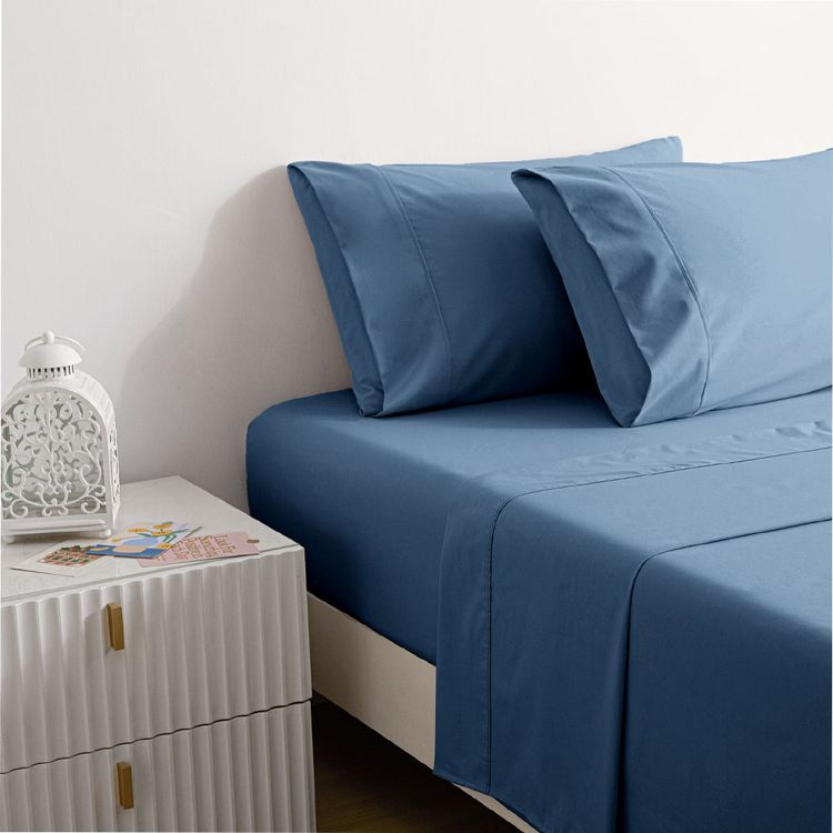 SABANA LISA QP 144H TJ INDIGO Juego de Sábanas Lisa Krea Queen Plaza 144H Tj Índigo