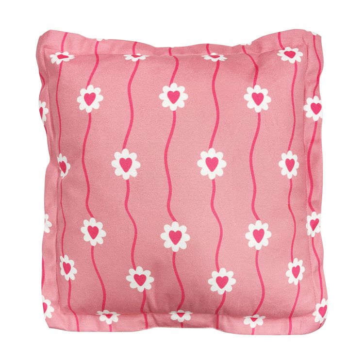 Cojín Rosado Cuadrado con Corazones