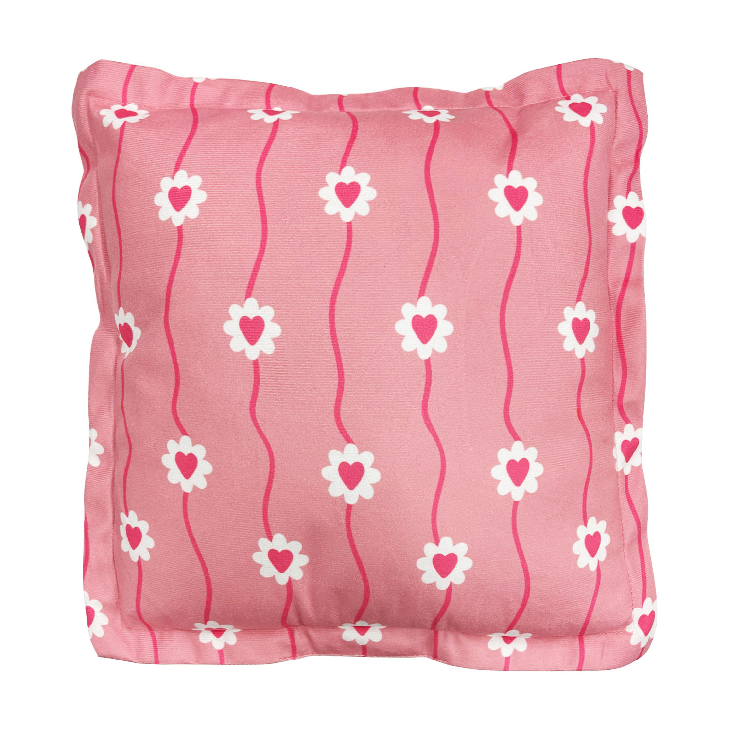 Cojín Rosado Cuadrado con Corazones