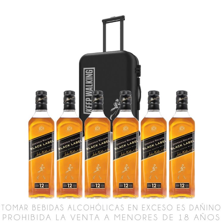 Sixpack Whisky Johnnie Walker Black Label 12 Años 750ml + Carry On