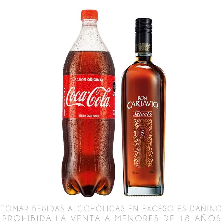 Ron Cartavio Selecto 5 Años 750ml + Gaseosa Coca Cola 1.5L