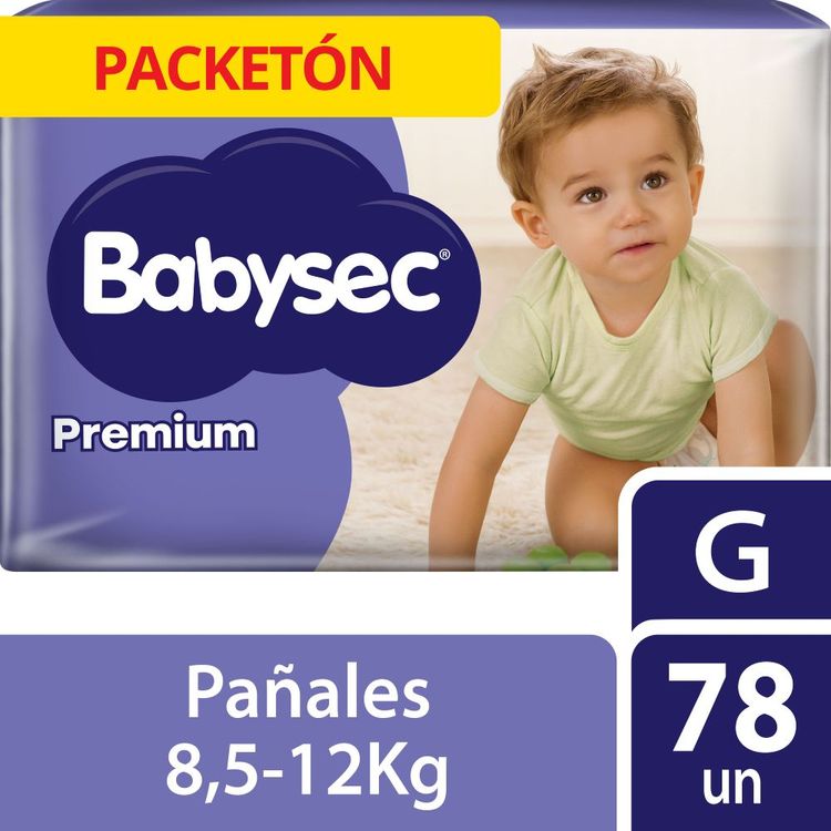 Pañales para Bebé Babysec Premium Talla G Packetón 78un