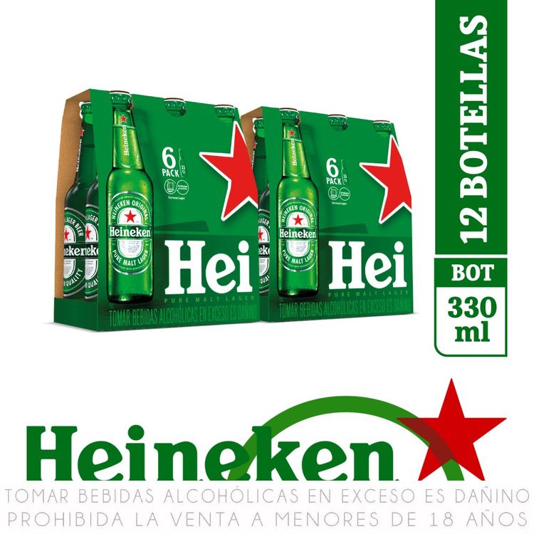 Sixpack x2 Cerveza Heineken Botella 330ml