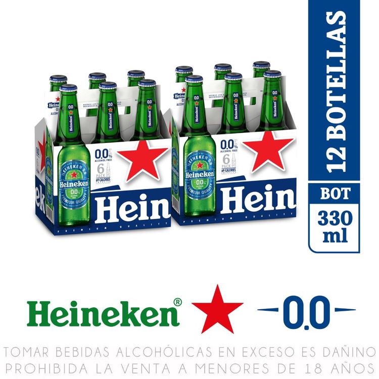 Sixpack x2 Cerveza Sin Alcohol Heineken 0.0% Botella 330ml