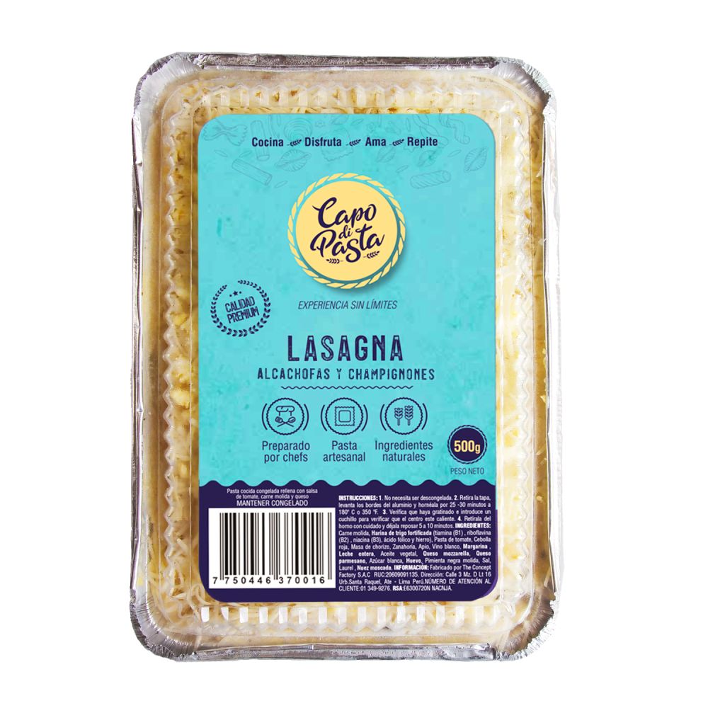 Lasagna de Alcachofa y Champiñones Capo Di Pasta 500g