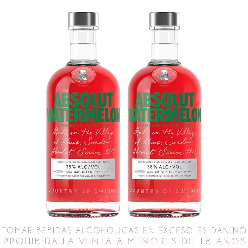 Twopack Vodka Absolut Watermelon Botella 700ml