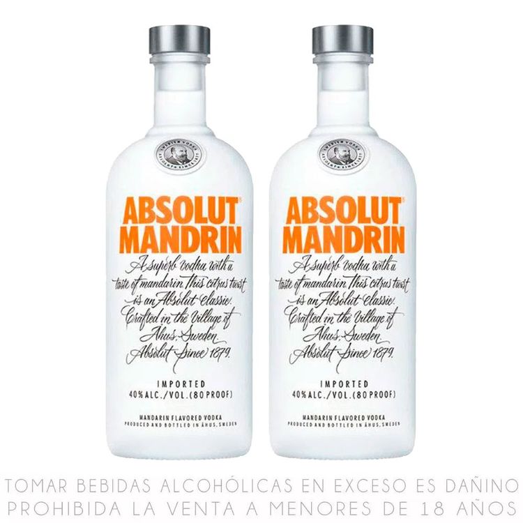 Twopack Vodka Absolut Mandrin Botella 700ml
