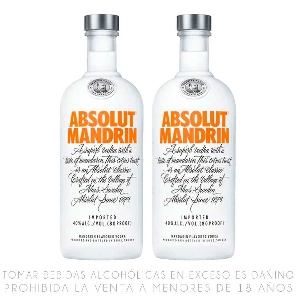 Twopack Vodka Absolut Mandrin Botella 700ml