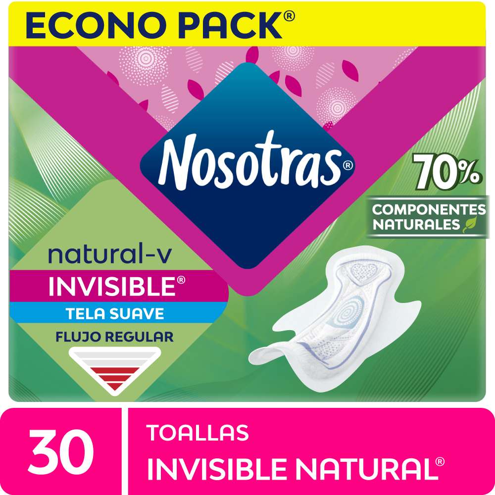 Toallas Higiénicas Nosotras Invisible Natural 30un