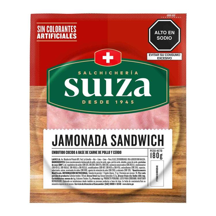Jamonada Sandwich Suiza Paquete 180 g