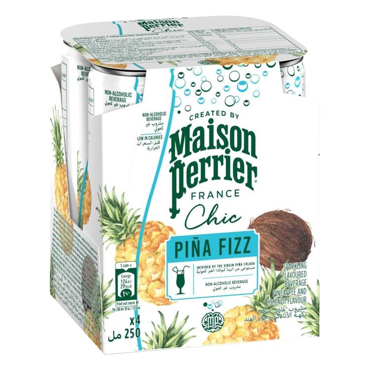 Fourpack Bebida Gasificada Maison Perrier Chic Piña Fizz Lata 250ml
