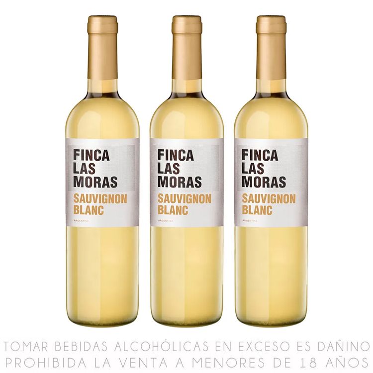 Tripack Vino Blanco Sauvignon Blanc Finca Las Moras Botella 750ml