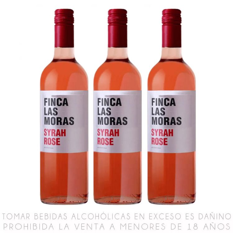 Tripack Vino Rosé Syrah Finca Las Moras Botella 750ml