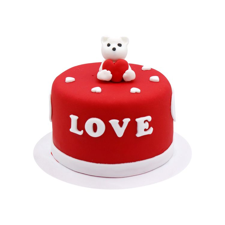 Torta 3D San Valentín Osito Blanco 6 Porciones