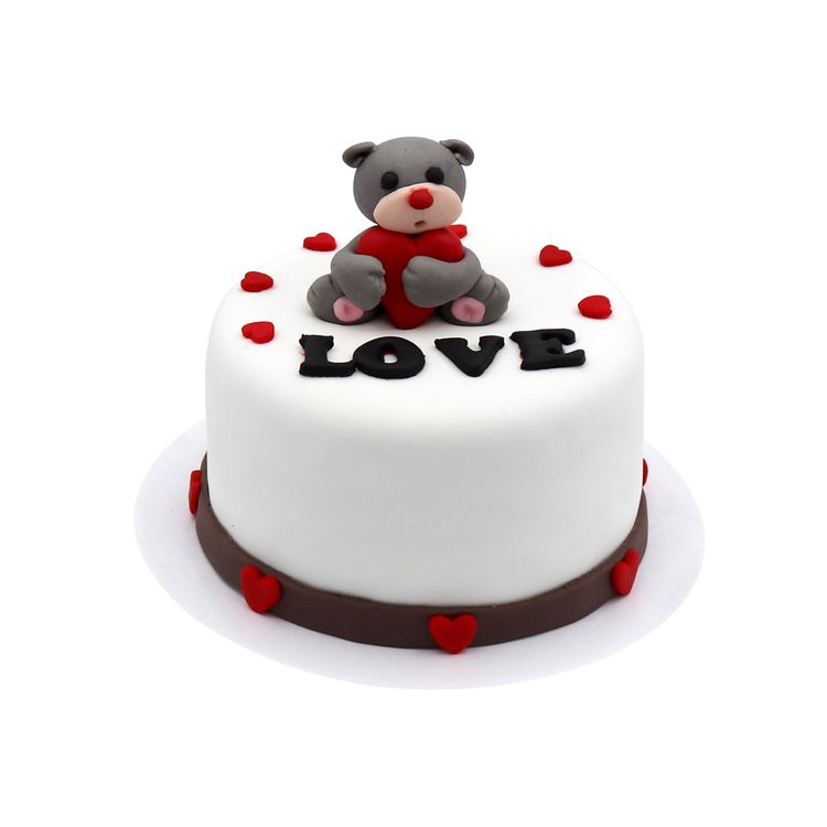 Torta 3D San Valentín Osito Gris 6 Porciones
