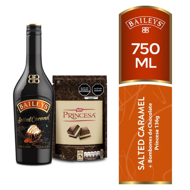 Crema Licor Baileys Salted Caramel 750ml + Bombones Princesa 136g
