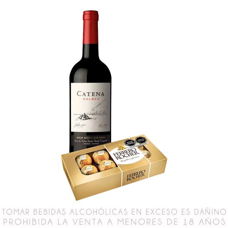 Vino Tinto Malbec Catena 750ml + Bombones Ferrero Rocher 8un