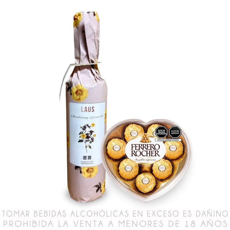 Vino Blanco Blend Laus 750ml + Bombones Ferrero Rocher Corazón 100g