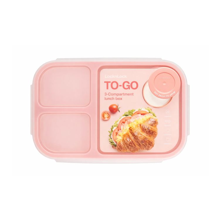Envase Rectangular Locknlock con 3 Divisiones 980ml Rosado