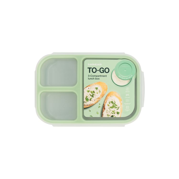 Envase Rectangular Locknlock con 3 Divisiones 980ml Menta