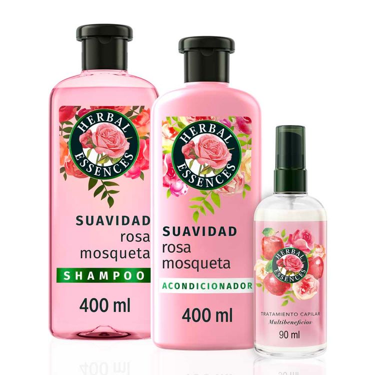 Pack Herbal Essences Rosa Mosqueta: Shampoo + Acondicionador + Perfume