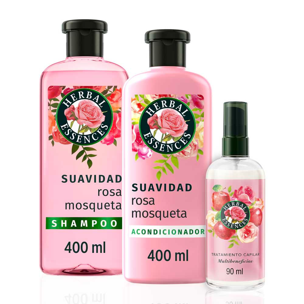 Pack Herbal Essences Rosa Mosqueta: Shampoo + Acondicionador + Perfume