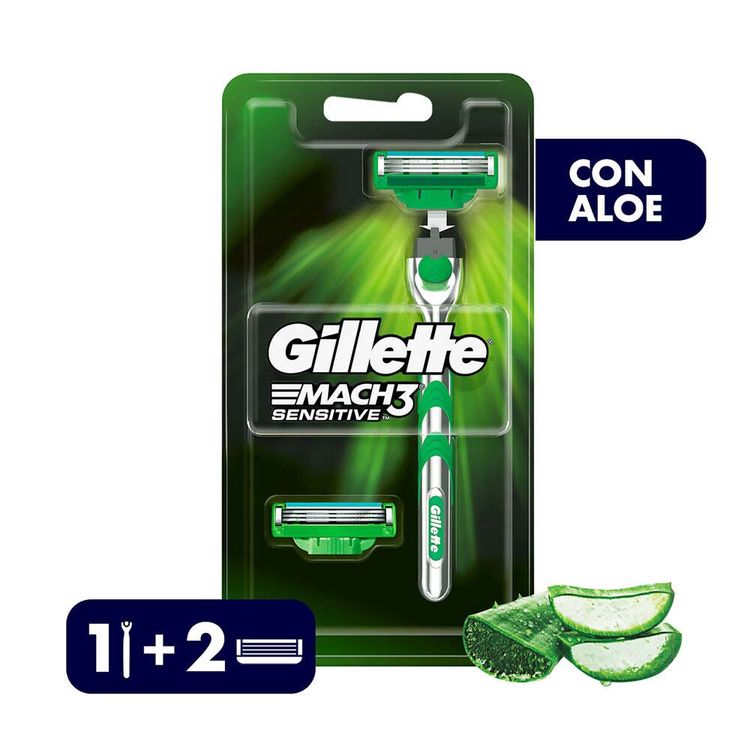 Máquina de Afeitar Gillette Mach3 Sensitive + 2un Repuesto