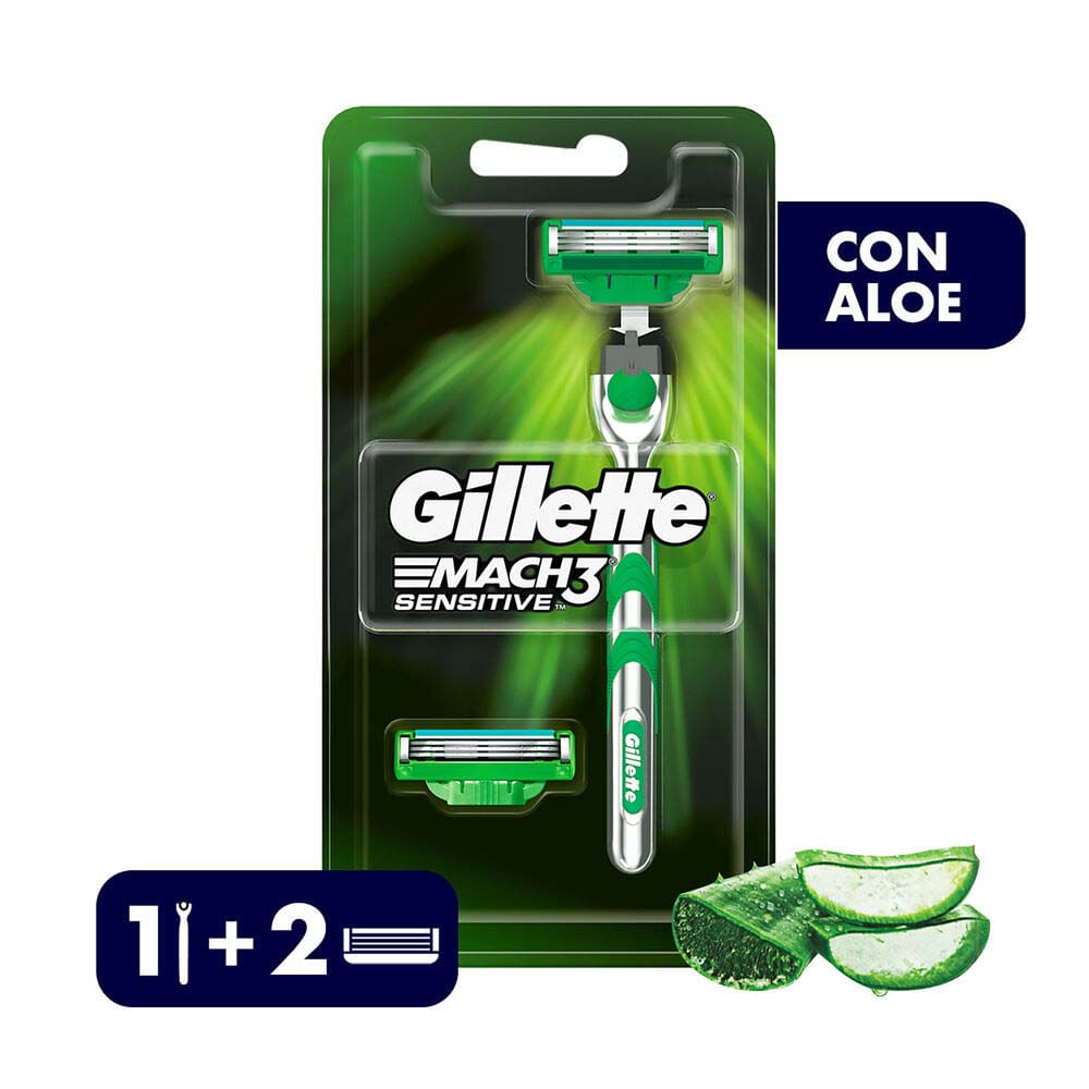 Máquina de Afeitar Gillette Mach3 Sensitive + 2un Repuesto