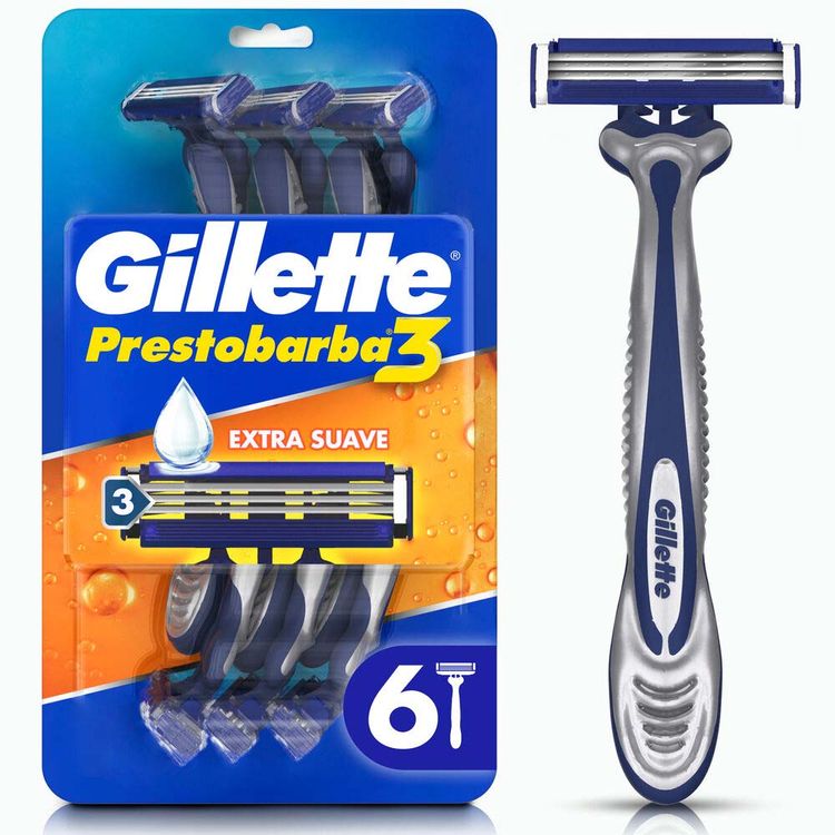 Máquina de Afeitar Desechable Gillette Prestobarba3 Extra Suave 6un