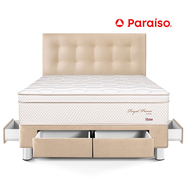 Dormitorio Royal Prince Firme con Cajones 2 Plazas Champagne