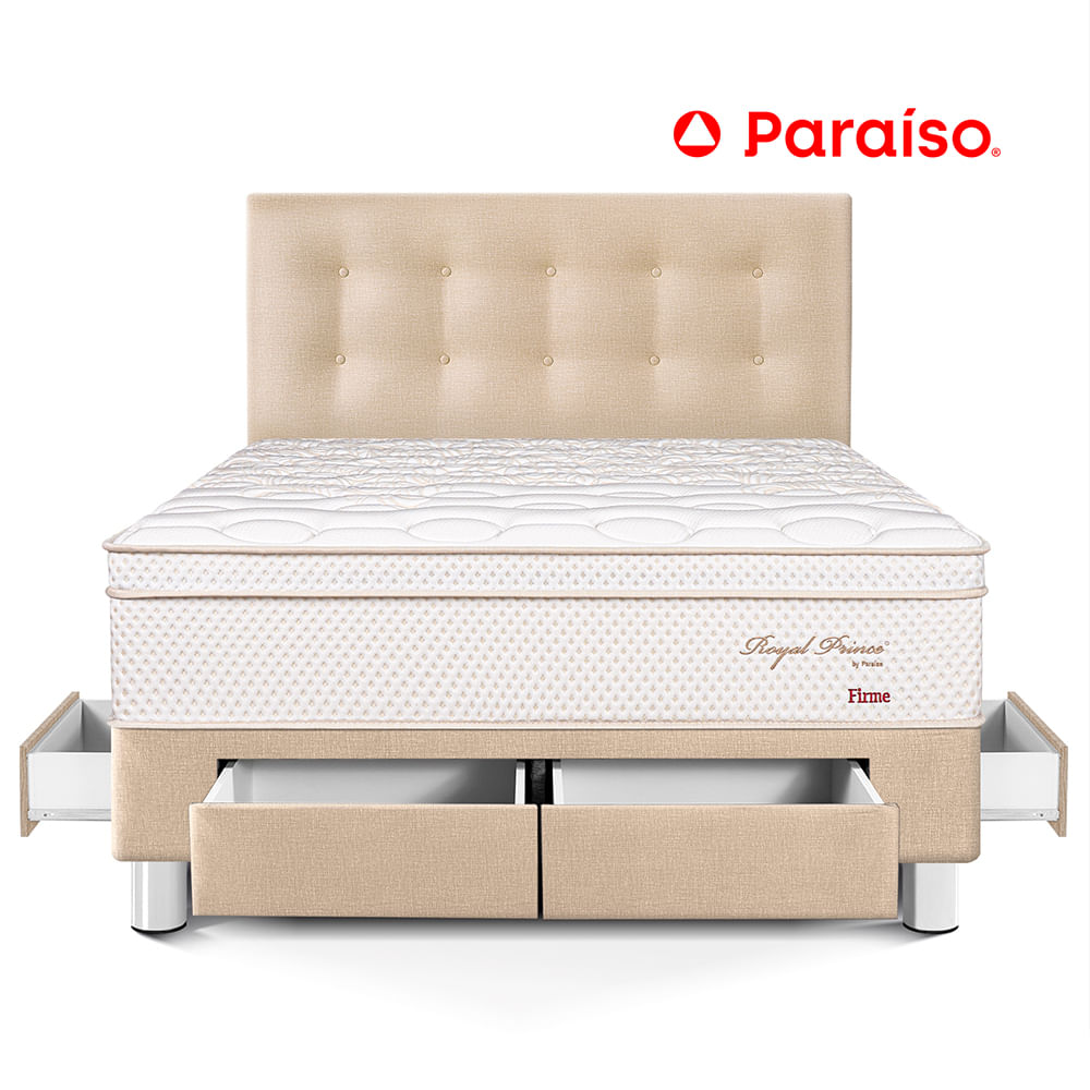 Dormitorio Royal Prince Firme con Cajones 2 Plazas Champagne