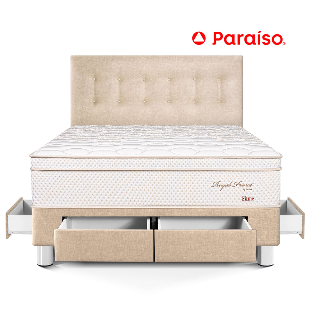 Dormitorio Royal Prince Firme con Cajones Queen Champagne