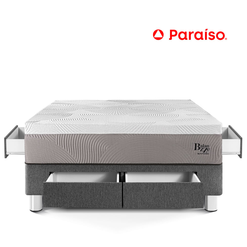 Cama Balanzze con Cajones Queen Gris