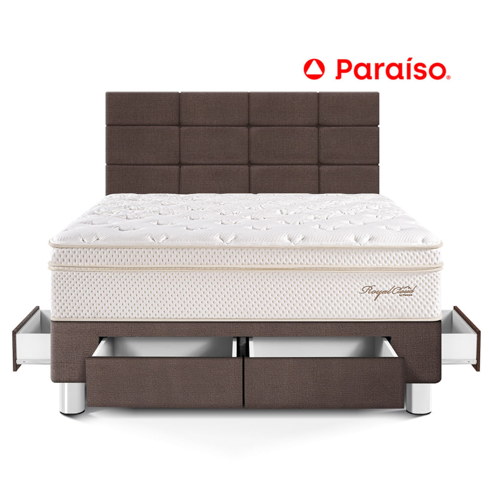 Dormitorio Royal Cloud con Cajones y con Blocks 2 Plazas Chocolate