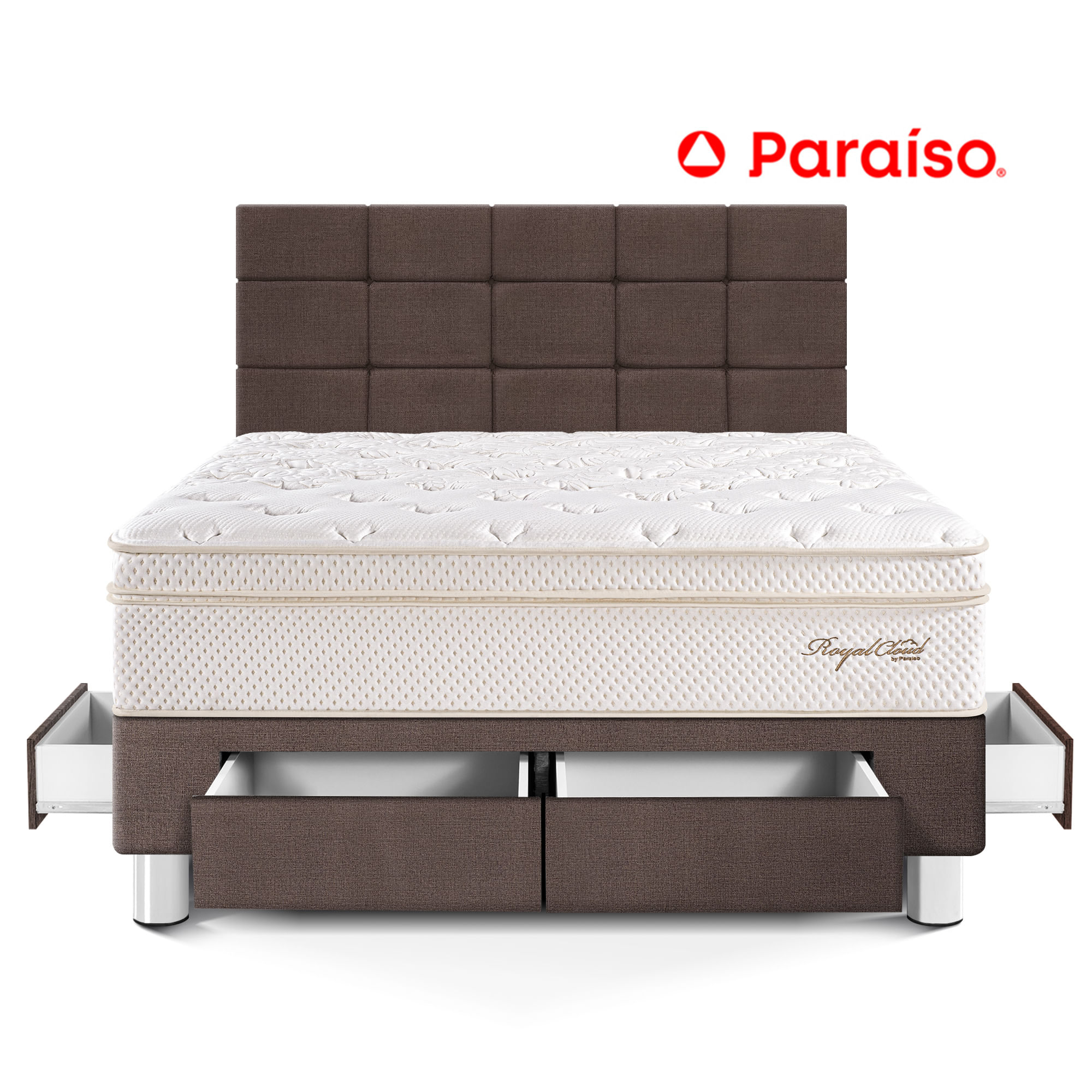 Dormitorio Royal Cloud con Cajones y con Blocks Queen Chocolate