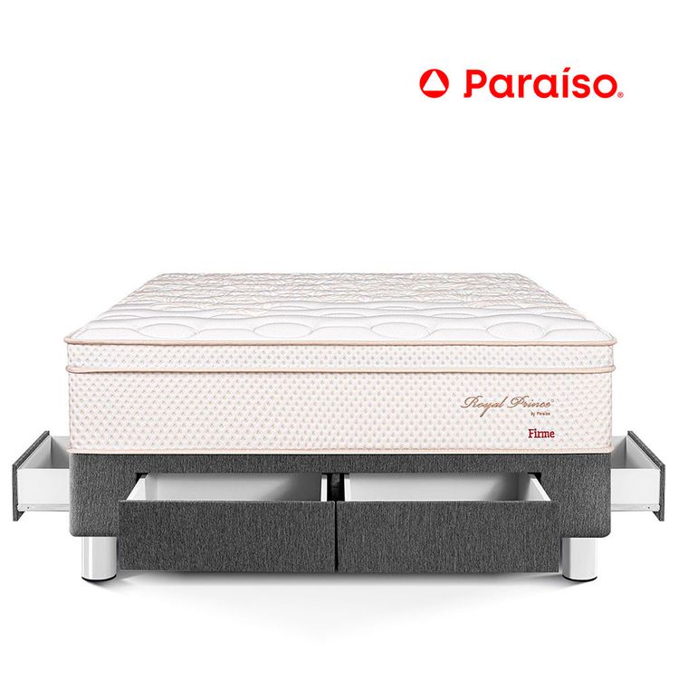Cama Royal Prince Firme con Cajones King Gris