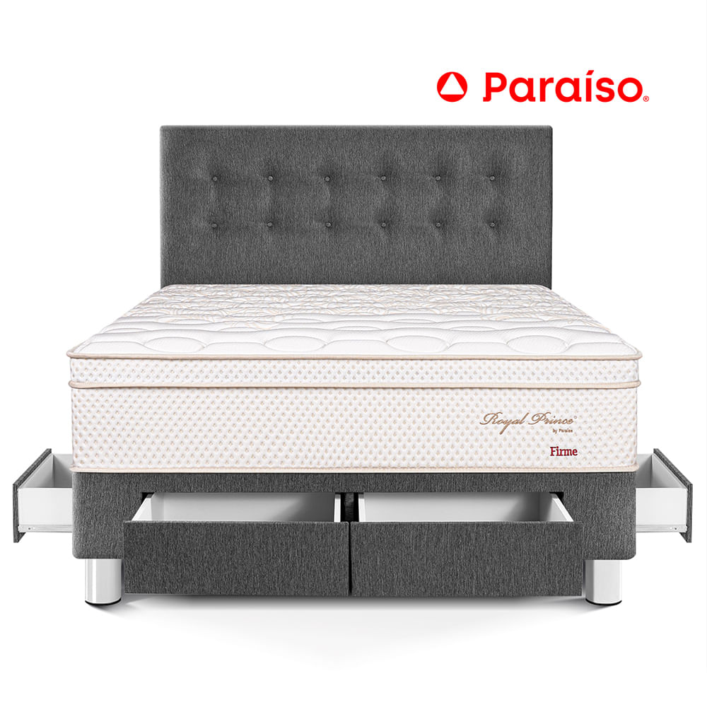 Dormitorio Royal Prince Firme con Cajones Queen Gris
