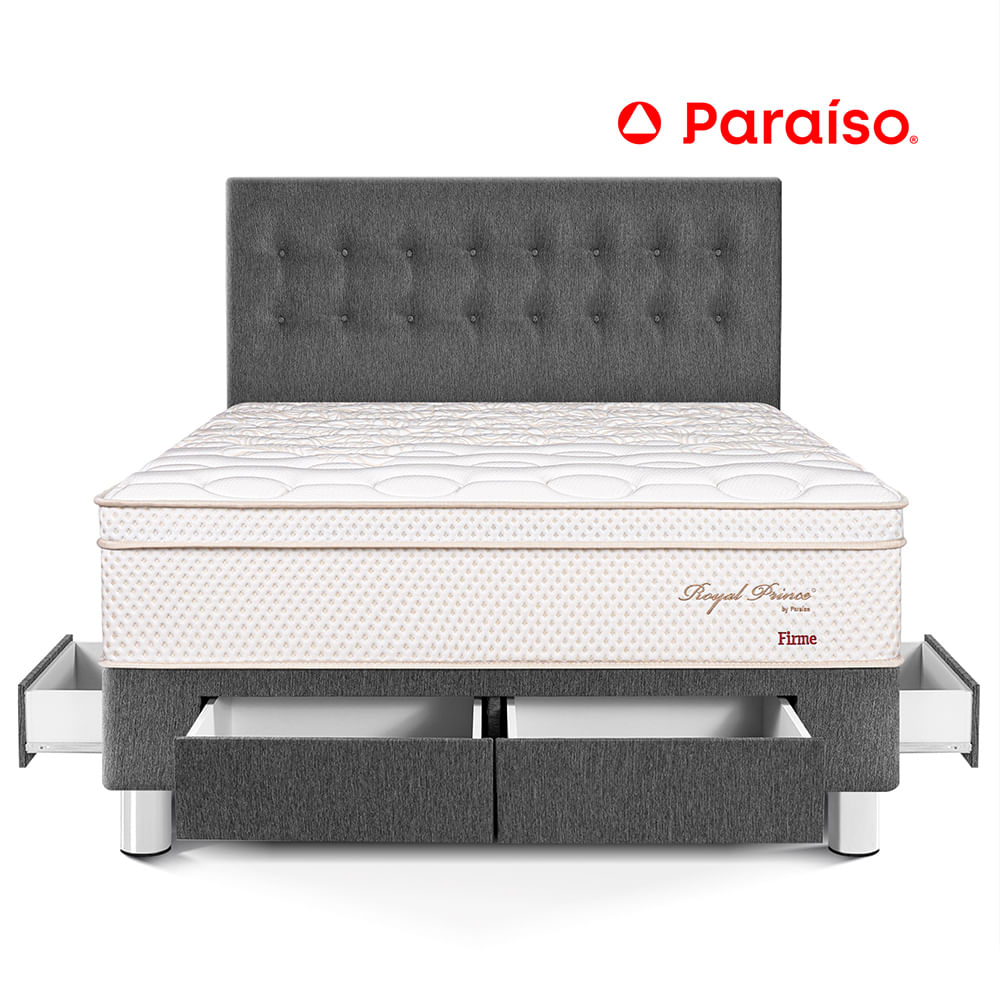 Dormitorio Royal Prince Firme con Cajones King Gris