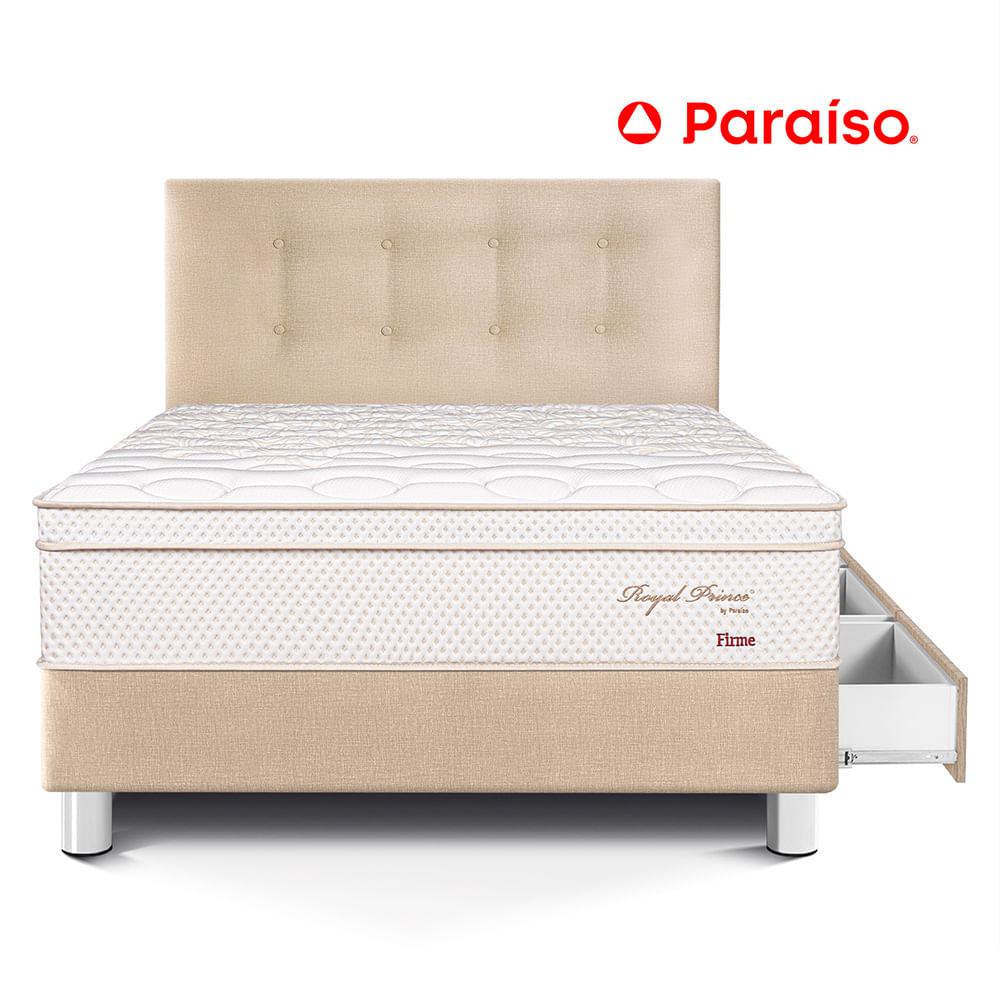 Dormitorio Royal Prince Firme con Cajones 1.5 Plazas Champagne