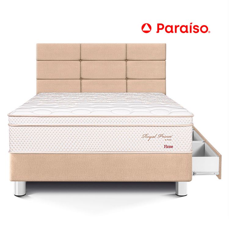 Dormitorio Royal Prince Firme con Cajones con Blocks 1.5 Plazas Champagne