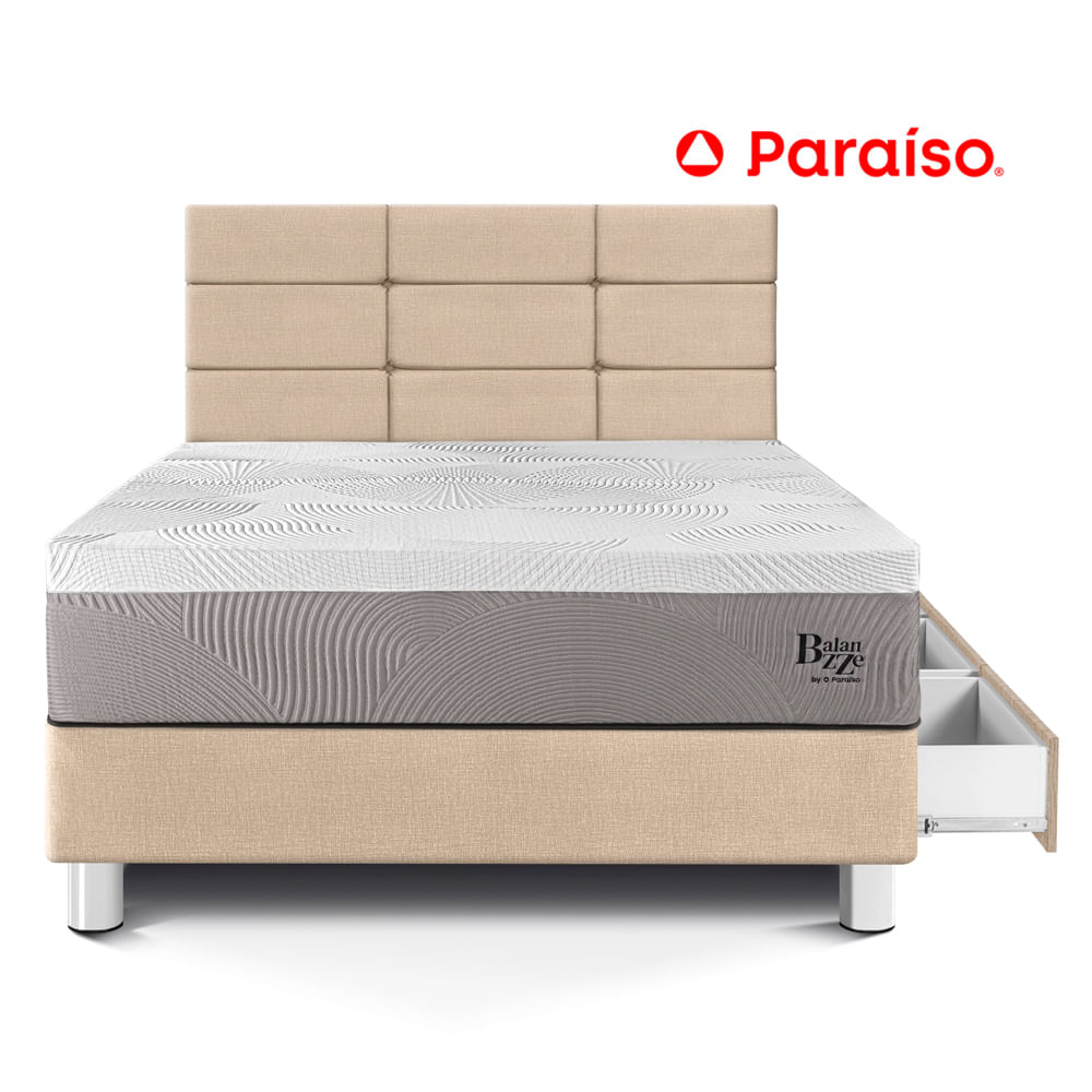 Dormitorio Royal Balanzze con Cajones con Blocks 1.5 Plazas Champagne