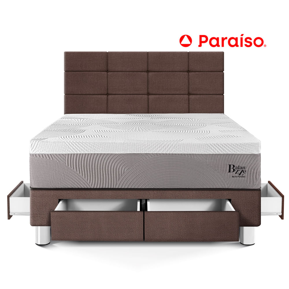 Dormitorio Royal Balanzze con Cajones con Blocks 2 Plazas Chocolate