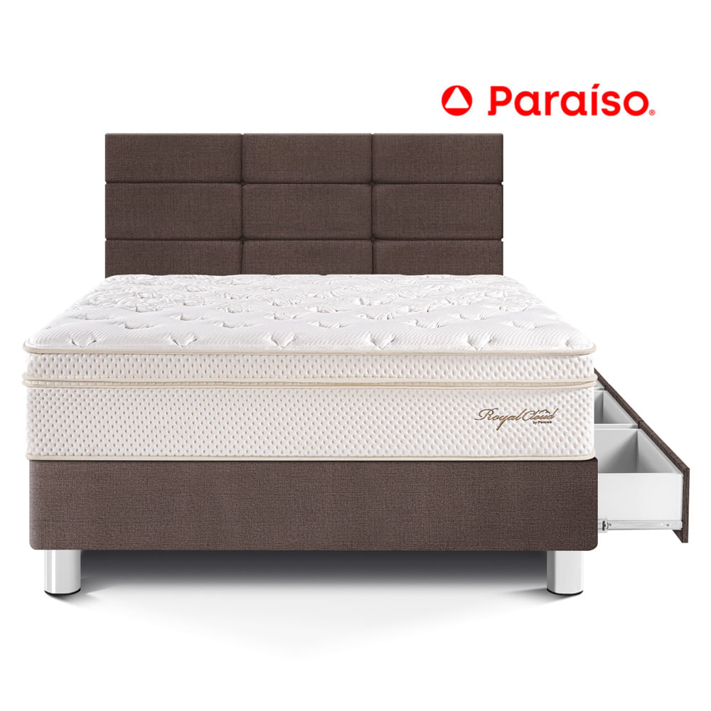 Dormitorio Royal Cloud con Cajones y con Blocks 1.5 Plazas Chocolate