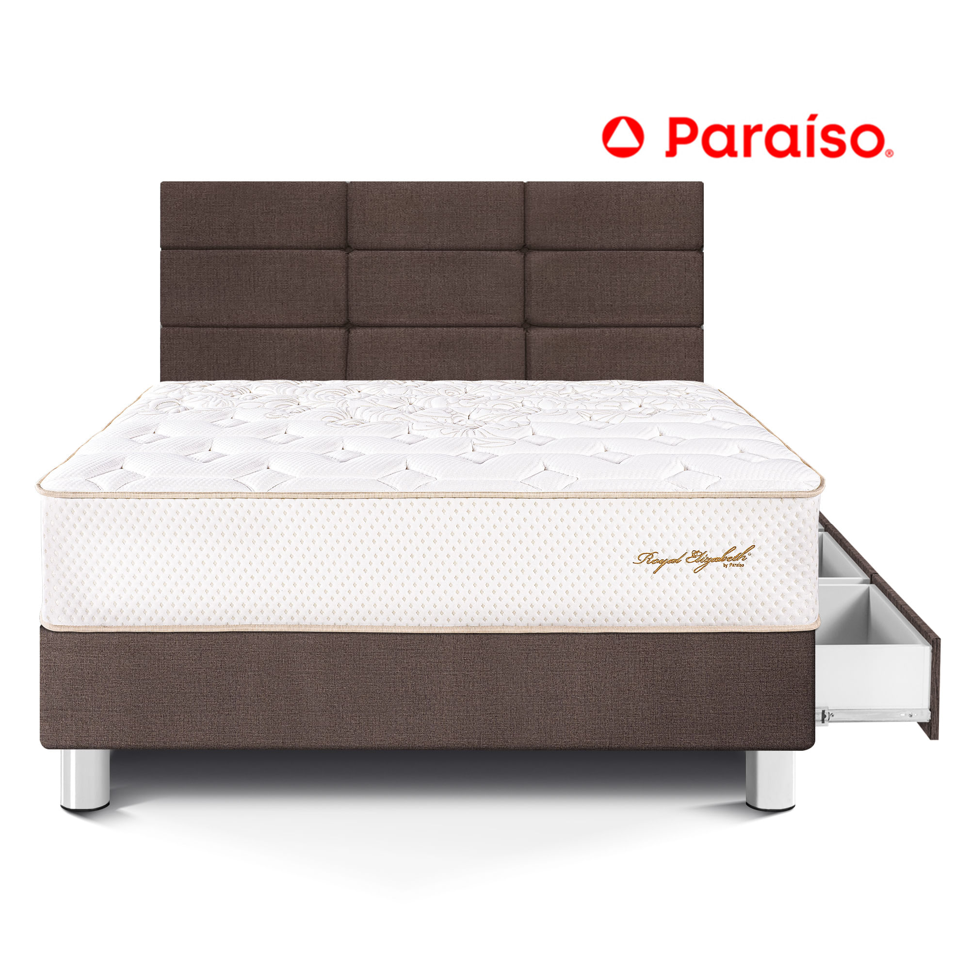 Dormitorio Royal Elizabeth con Cajones con Blocks 1.5 Plazas Chocolate