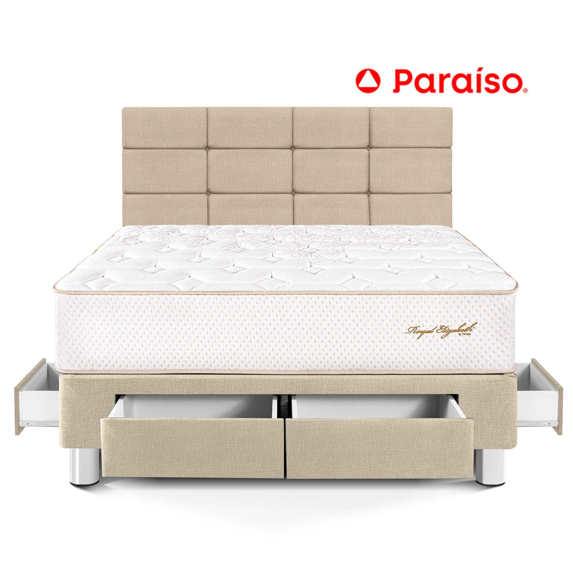 Dormitorio Royal Elizabeth con Cajones con Blocks 2 Plazas Champagne