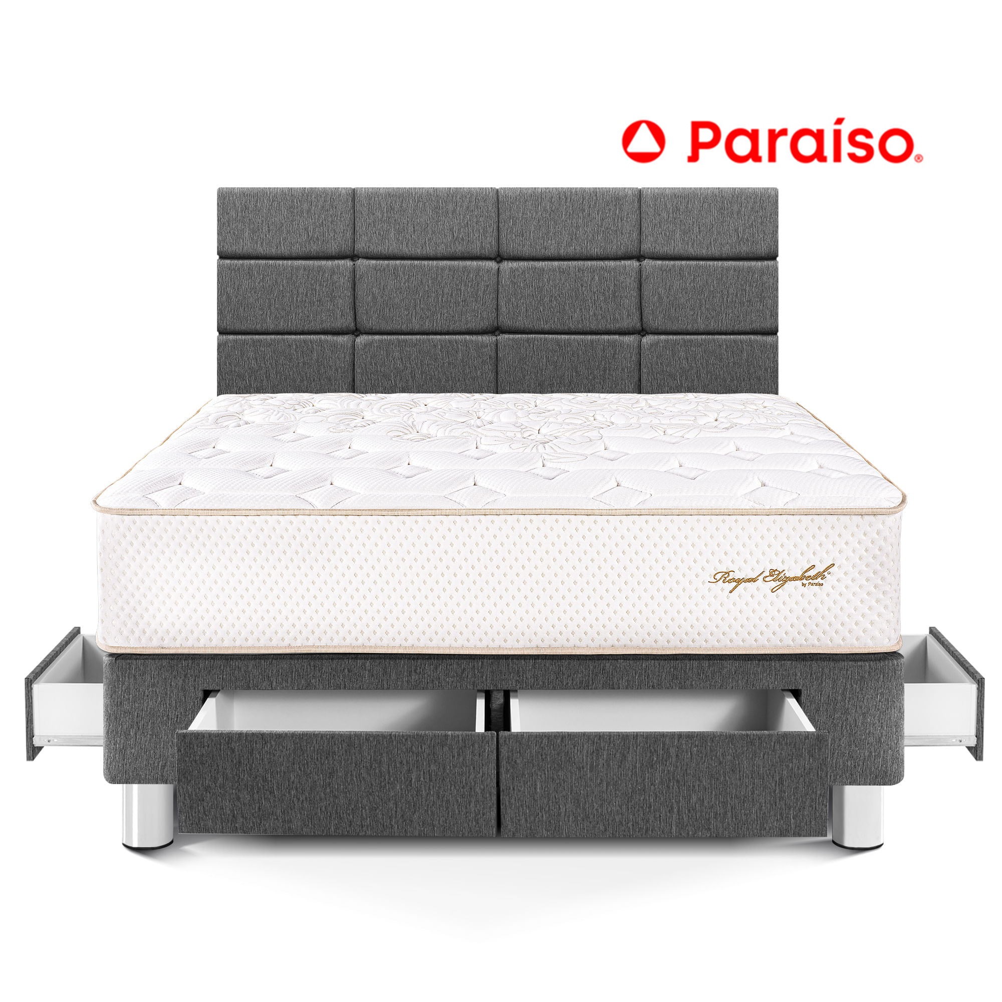 Dormitorio Royal Elizabeth con Cajones con Blocks 2 Plazas Gris