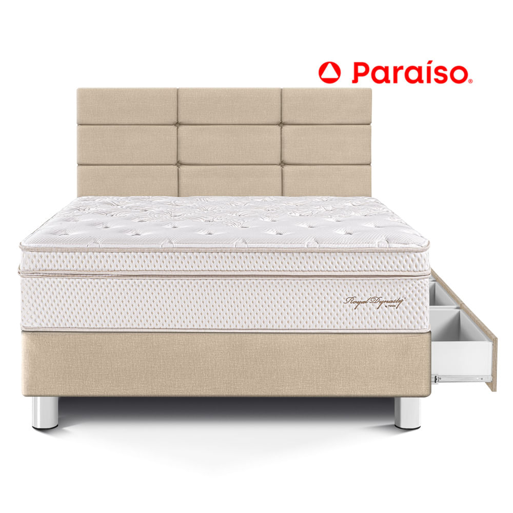 Dormitorio Royal Dynasty con Cajones y con Blocks 1.5 Plazas Champagne