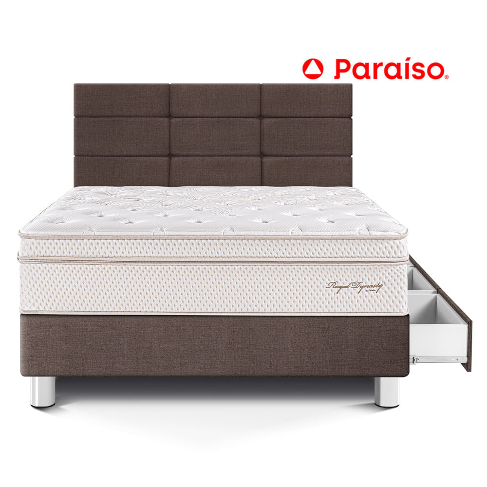 Dormitorio Royal Dynasty con Cajones y con Blocks 1.5 Plazas Chocolate